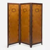Arts & Crafts, Three-panel screen, stained birch, painted wood