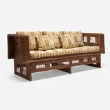 Stickley-Audi, Willow settle, c. 2000, wicker, upholstery