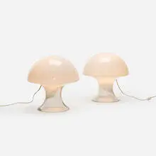 table lamps, pair by Gino Vistosi, c. 1960, frosted glass, glass, sold Feb 2016