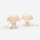 table lamps, pair by Gino Vistosi, c. 1960, frosted glass, glass, sold Feb 2016