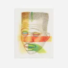 Stripe Head by Ed Paschke, 1990, mixed media on paper, sold Feb 2016