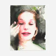 Untitled (WVZ FACE) by Martin Eder, watercolor on paper, sold Feb 2016