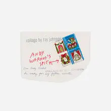 Untitled (Andy Warhol's Spit) by Ray Johnson, c. 1972, ink on paper, sold Feb 2016