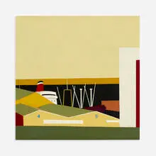 Robert Herrmann, Staten Island Docks, 1961, oil on masonite