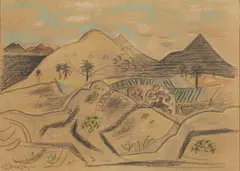 John Craxton, Untitled, conté crayon on brown paper 24 x 32.5cm