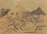 John Craxton, Untitled, conté crayon on brown paper 24 x 32.5cm