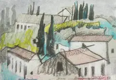 Humphrey Spender, Untitled, crayon and watercolour 10 x 14cm