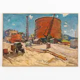 Igor Vasilyovich Panich, Ivanivka, 1919 ; 1990 / Area industriale / Firmato Panich in basso a destra, oil on canvas