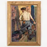 Lisichansk, 1918 - 1992 / Minatore by Volodymir Mykhaylovich Chernikov, oil on cardboard, offered Oct 2023