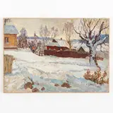 Olexandrivka, 1921 ; 2001 / Serata invernale / Firmato A Kurennyi e datato 1984 in basso a destra by Andriy Nikiforovich Kurennyi, oil on cardboard applicato on canvas, offered Oct 2023