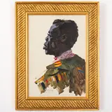 Petro Stepanovych Sulimenko, Krasnodar, 1914 ; 1996 / Ritratto di Geordus, Africa occidentale / Firma Sulimenko in basso a destra e iscrizione in basso al centro, oil on cardboard