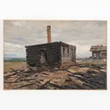 Mikhail Sergeevich Barancheev, Kalinovo, 1920 ; 1998 / Fabbrica di mattoni / Firmato Baranchev e tracce di data in basso a sinistra, oil on canvas