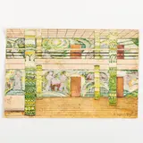 Viktor Zaretsky, Belopolye, 1925 ; Kiev, 1990 / Interno di palazzo / Firmato V Zaretsky in basso a destra, mixed media on paper