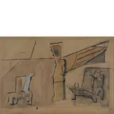 Mario Sironi, Sassari 1885 - Milano 1961 / Composizione, 1948 circa, mixed media on paper applicata on canvas