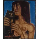 Giuseppe Migneco, Messina 1908 - Milano 1997 / Donna col gatto, 1964, oil on canvas