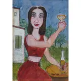 Giuseppe Migneco, Messina 1908 - Milano 1997 / Donna con calice, 1982, ink colorata on paper