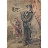 Lojze Spazzapan, Gradisca D'Isonzo 1889 - Torino 1958 / Il suonatore di tromba, 1950