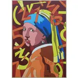 Ugo Nespolo, Mosso Santa Maria 1941 / Radical girl, mixed media on compensato