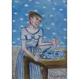 Giuseppe Migneco, Messina 1908 - Milano 1997 / La pescivendola,1989, ink colorata on paper