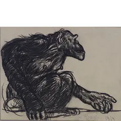 Roma 1905 - 1976 / Lotto composto da tre disegni: / Scimmia, 1919 by Romano Dazzi, mixed media on paper, offered Oct 2023