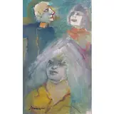 Siena 1898 - Roma 1989 / Senza titolo by Mino Maccari, oil on canvas cartonata, offered Oct 2023