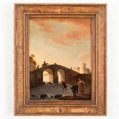 Thomas Wyck, Ponte gobbo ad arcate, oil on panel