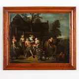 Jean Baptiste Lambrechts, Scena di mercato, oil on canvas