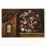Antonio Gianlisi II, Natura morta con scorcio architettonico, oil on canvas