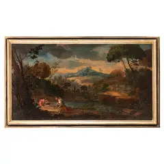 Paesaggio fluviale con figure by Giuseppe Roncelli, oil on canvas, offered Sep 2023