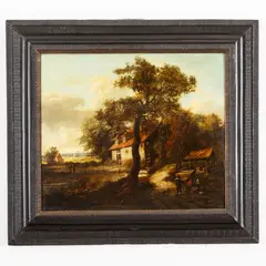 Meindert Hobbema, Paesaggio con mulino, oil on panel