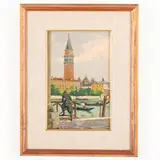 Stefano Novo, Cavarzere 1862 - dopo il 1927 / Canale a Venezia con figura / Firmato S Novo in basso a sinistra, oil on panel