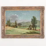 Ferrara, 1893 - Alassio, 1975 / Vallata verde / Firmato Noelqui e datato 1945 in basso a sinistra by Noël Quintavalle, oil on masonite, offered Sep 2023