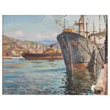 Vasco Menegozzo, Venezia 1886 - Biella 1974 / La Darsena / Firmato V Menegozzo in basso a destra, oil on canvas