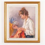Lucio Tafuri, Salerno 1941 / La piccola ricamatrice / Firmato Lucio Tafuri in basso a destra, oil on canvas