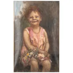 Natale Morzenti, Silvano d'Orba 1855 - Martinengo 1947 / Ritratto della figlia / Firmato Morzenti in basso a sinistra, oil on canvas