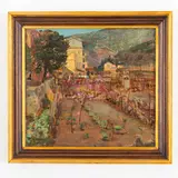 Arturo De Luca, Sorrento 1885 - Genova 1971 / Scorcio di paese con orto / Firmato A De Luca in basso a sinistra, oil on canvas