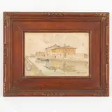 Milano 1861 - 1932 / Naviglio pavese, Milano / Firmato Arturo Ferrari e datato 30 marzo 1914 in basso a destra by Arturo Ferrari, Acquarello su carta, offered Sep 2023