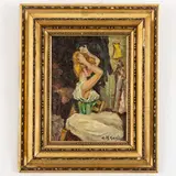 Genova, 1893 - 1987 / Ballerina nel camerino / Firmato A H Gagliardo in basso a destra by Alberto Helios Gagliardo, oil on cardboard, offered Sep 2023