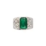 Emerald And Diamond Ring A Gold, Senza titolo