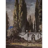 Giorgio de Chirico, Volo 1888 - Roma 1978 / Villa Falconeri a Frascati, 1949, tempera on cartoncino