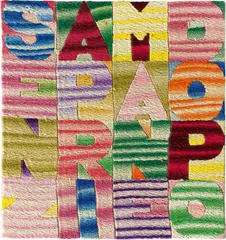 Alighiero Boetti, SENZA PRIMA NE DOPO, 1991, Stickerei auf Nessel auf Holz