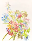 Oskar Kokoschka, Blumen, 1968, Aquarell auf Velin