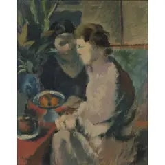 Francesco Menzio, Tempio Pausania 1899 - Torino 1979 / Donne al caffè, 1930, oil on canvas