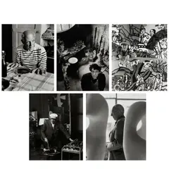 Robert Doisneau, Selected Portraits of Artists (Pablo Picasso, Alberto Giacometti, Fernand Léger, Georges Braque, and Jean Arp), 1952-58, 5 gelatin silver prints