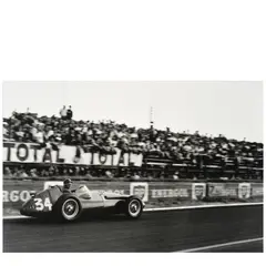 Jesse Alexander, Juan Manuel Fangio in Maserati 250F, Grand Prix of France, Reims, 1958, Laminated inkjet print