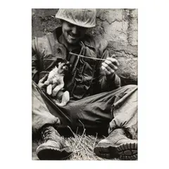 Don McCullin, Marine with Stray Dog, Battle of Hue, Vietnam, 1968, Gelatin silver print; signed