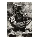 Don McCullin, Marine with Stray Dog, Battle of Hue, Vietnam, 1968, Gelatin silver print; signed
