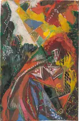 Frau im Garten by Ernst Wilhelm Nay, 1945, Gouache mit Öl auf Karton, sold Nov 2025