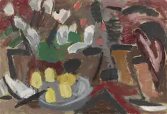 Blumentisch by Gabriele Münter, 1911, Öl auf Malpappe, sold Nov 2025