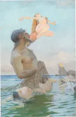 Max Pietschmann, Studie zu Fischzug des Polyphem, Um 1891, Öl auf Leinwand